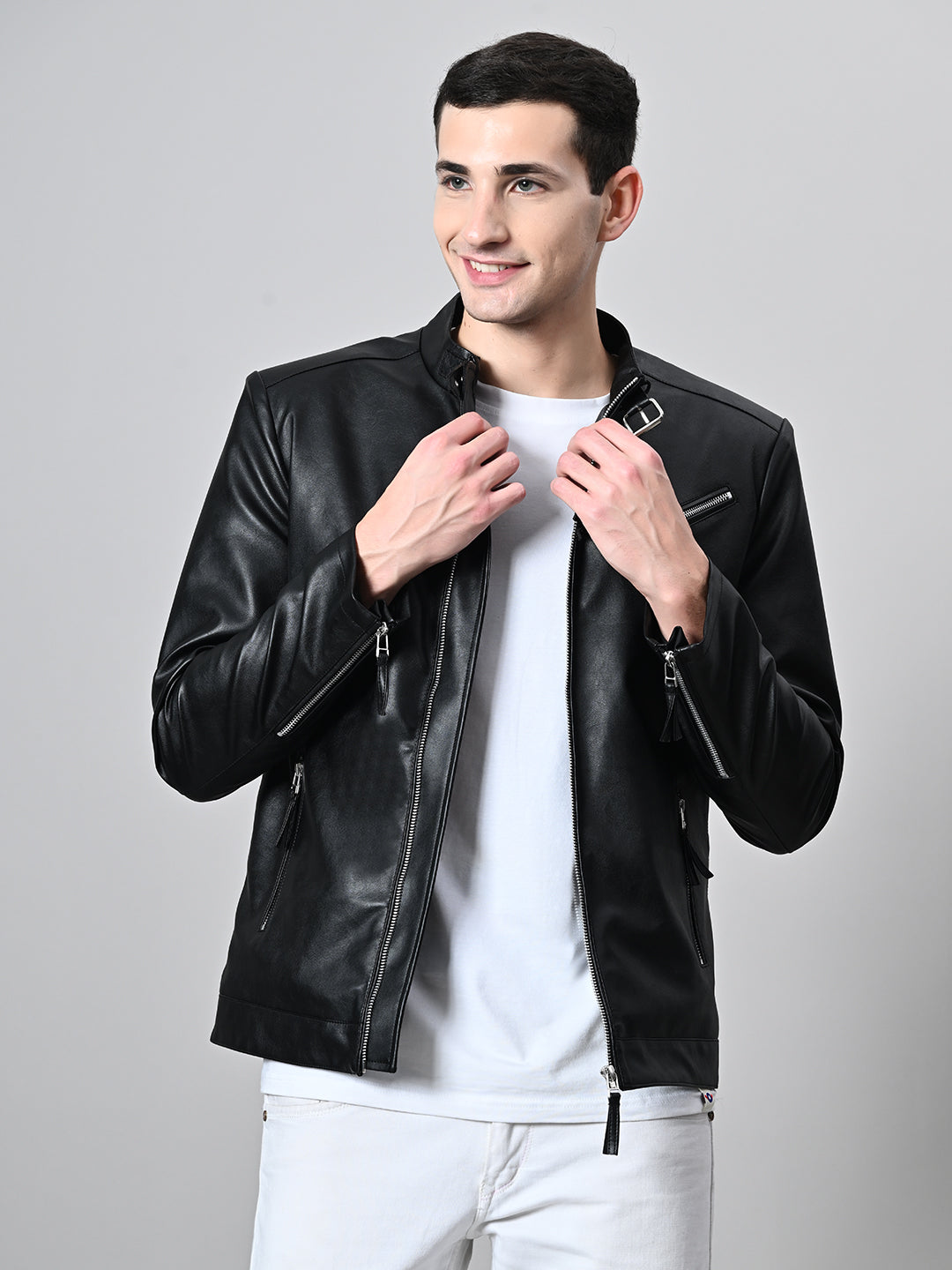 Leather Lightweight Biker Black Jacket For Men