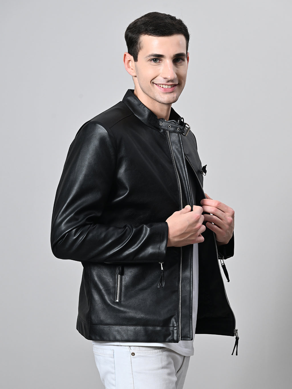 Leather Lightweight Biker Black Jacket For Men