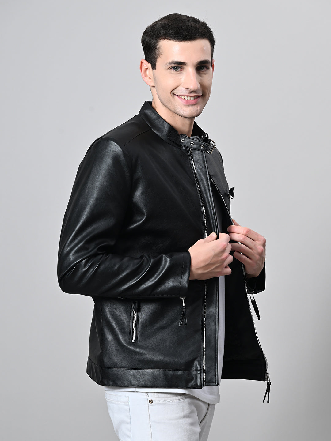 Leather Lightweight Biker Black Jacket For Men