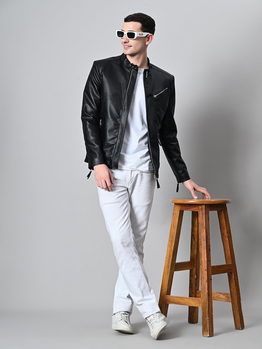 Leather Lightweight Biker Black Jacket For Men