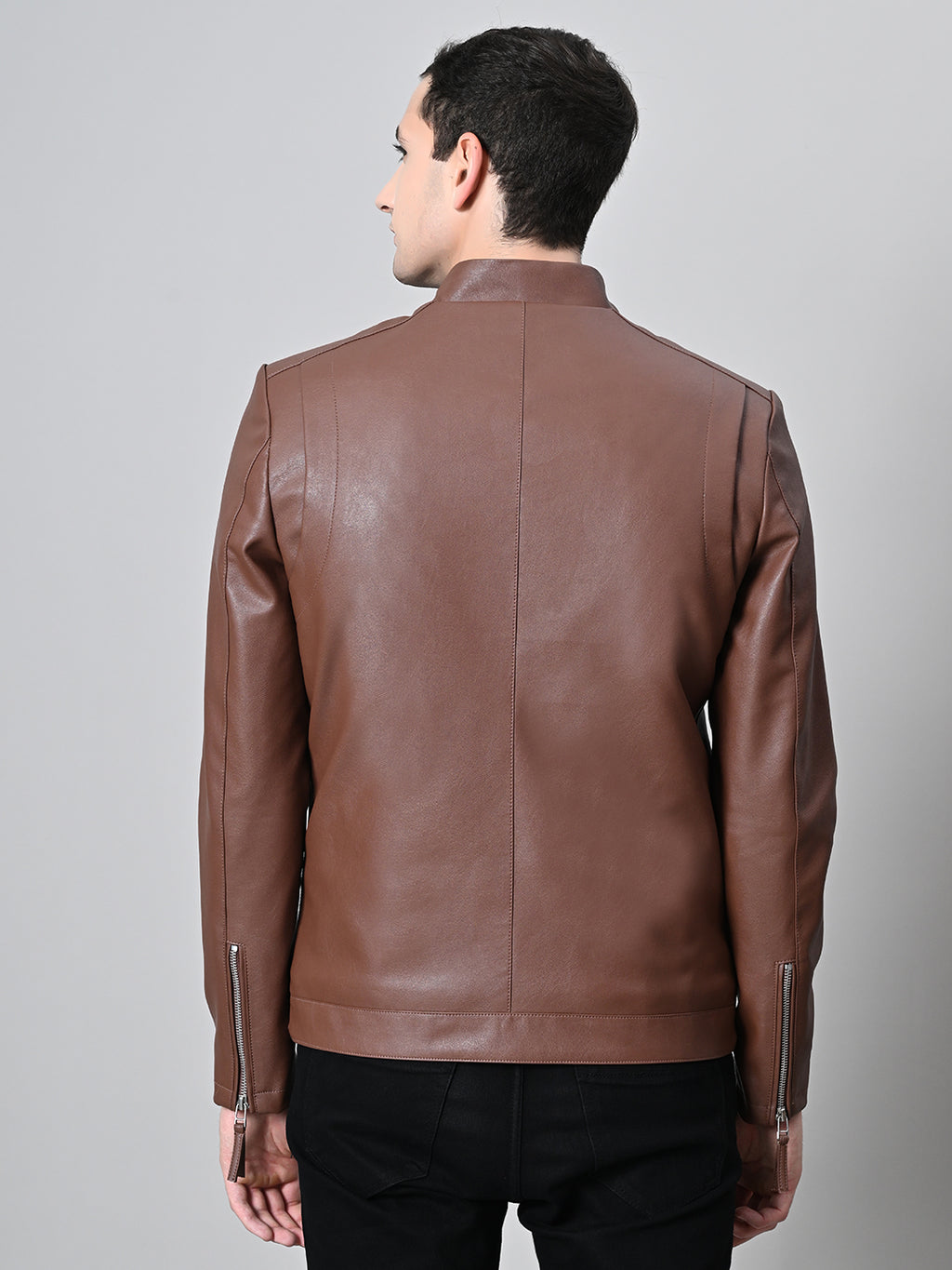 Leather Lightweight Biker Tan Jacket For Men