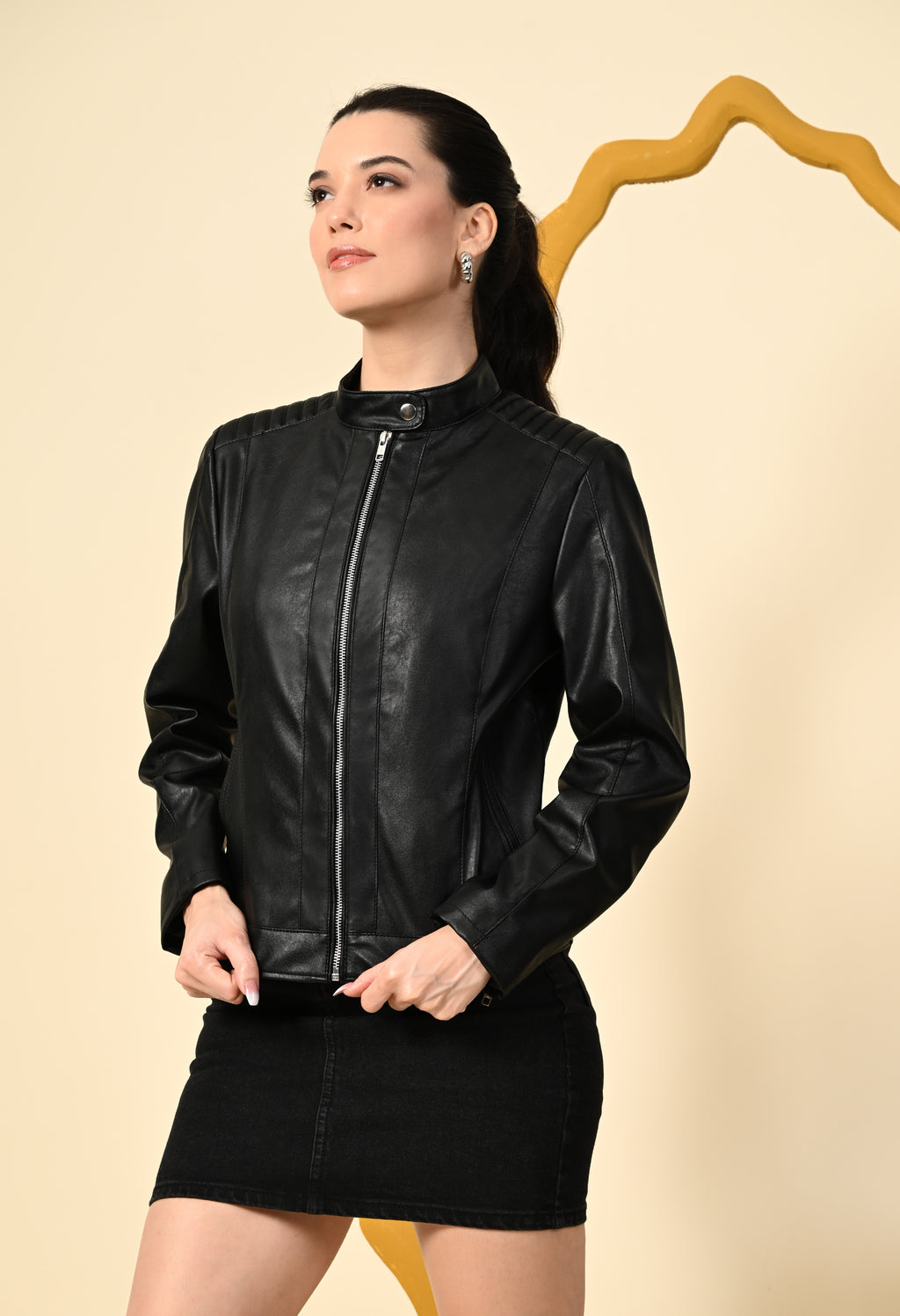Water Resistant Anti Odour Outdoor Black Biker Jacket