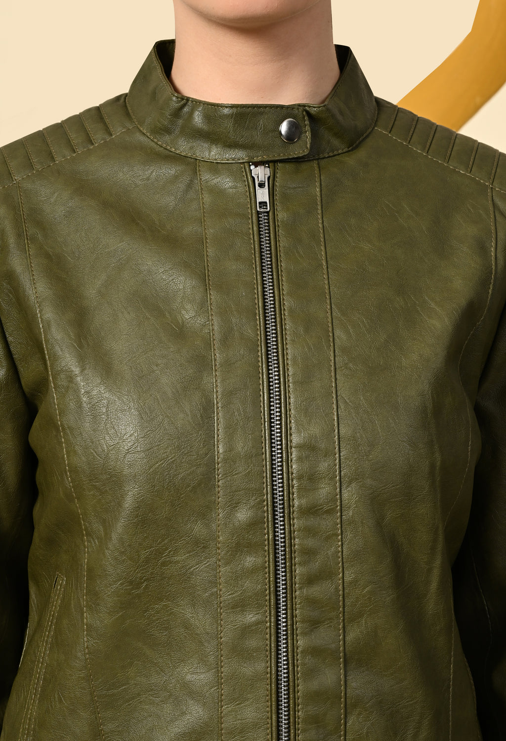 Water Resistant Anti Odour Outdoor Green Biker Jacket