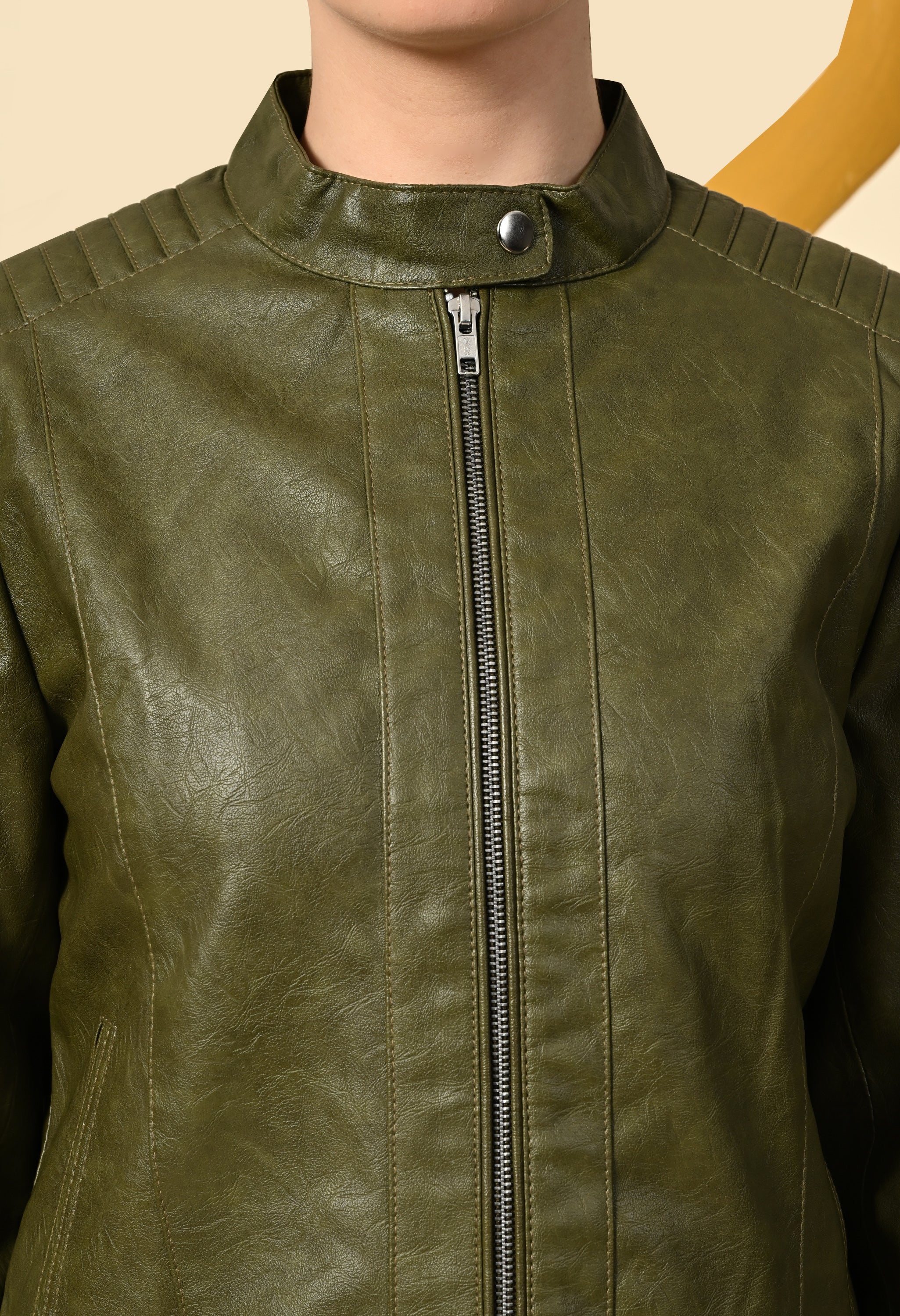 Water Resistant Anti Odour Outdoor Green Biker Jacket