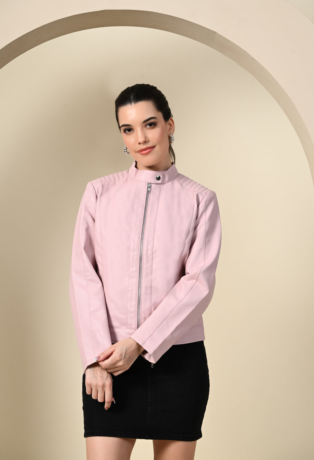 Water Resistant Anti Odour Outdoor Pink Biker Jacket