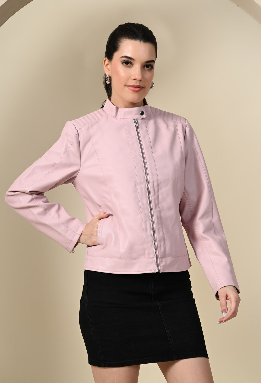 Water Resistant Anti Odour Outdoor Pink Biker Jacket