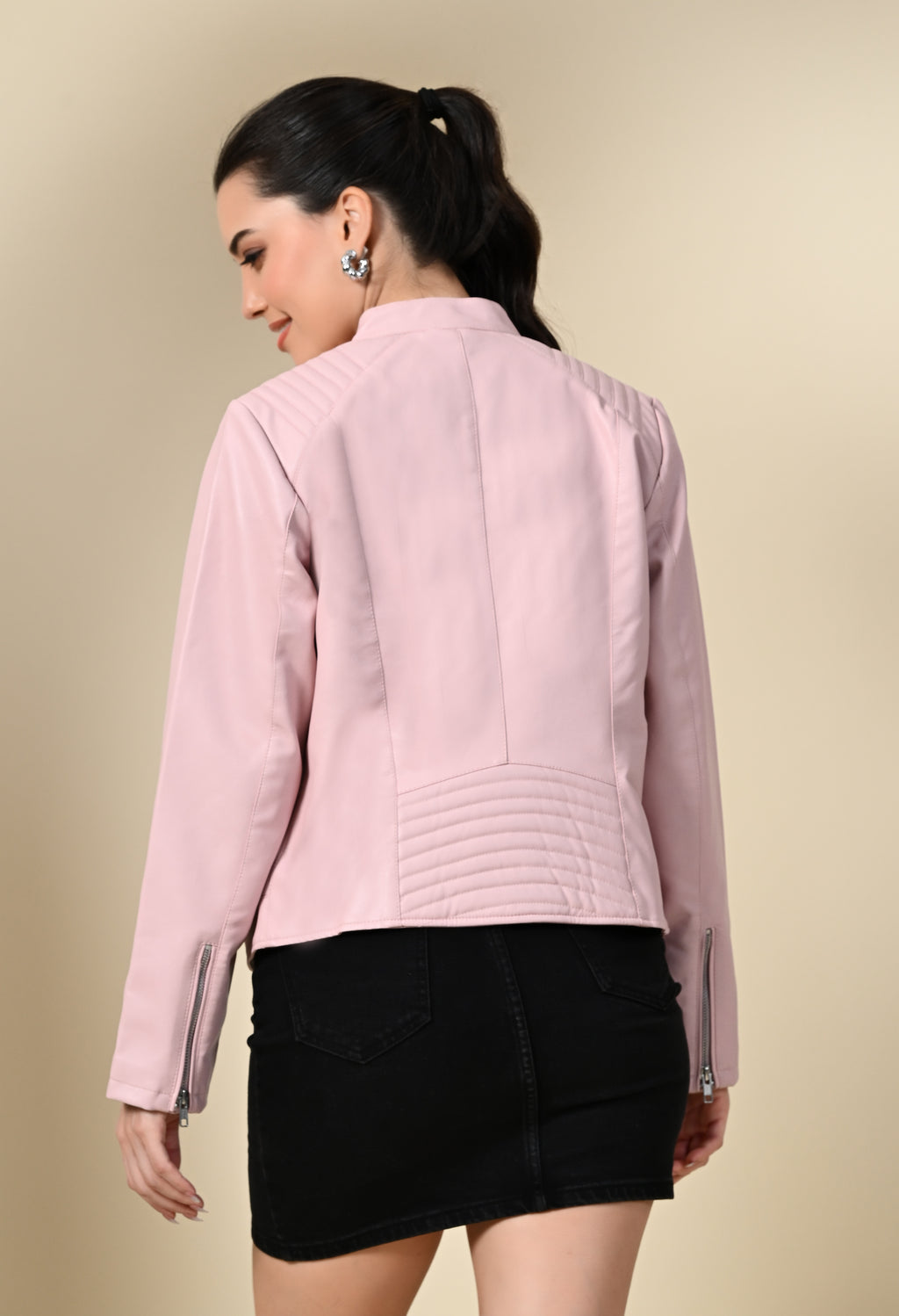 Water Resistant Anti Odour Outdoor Pink Biker Jacket