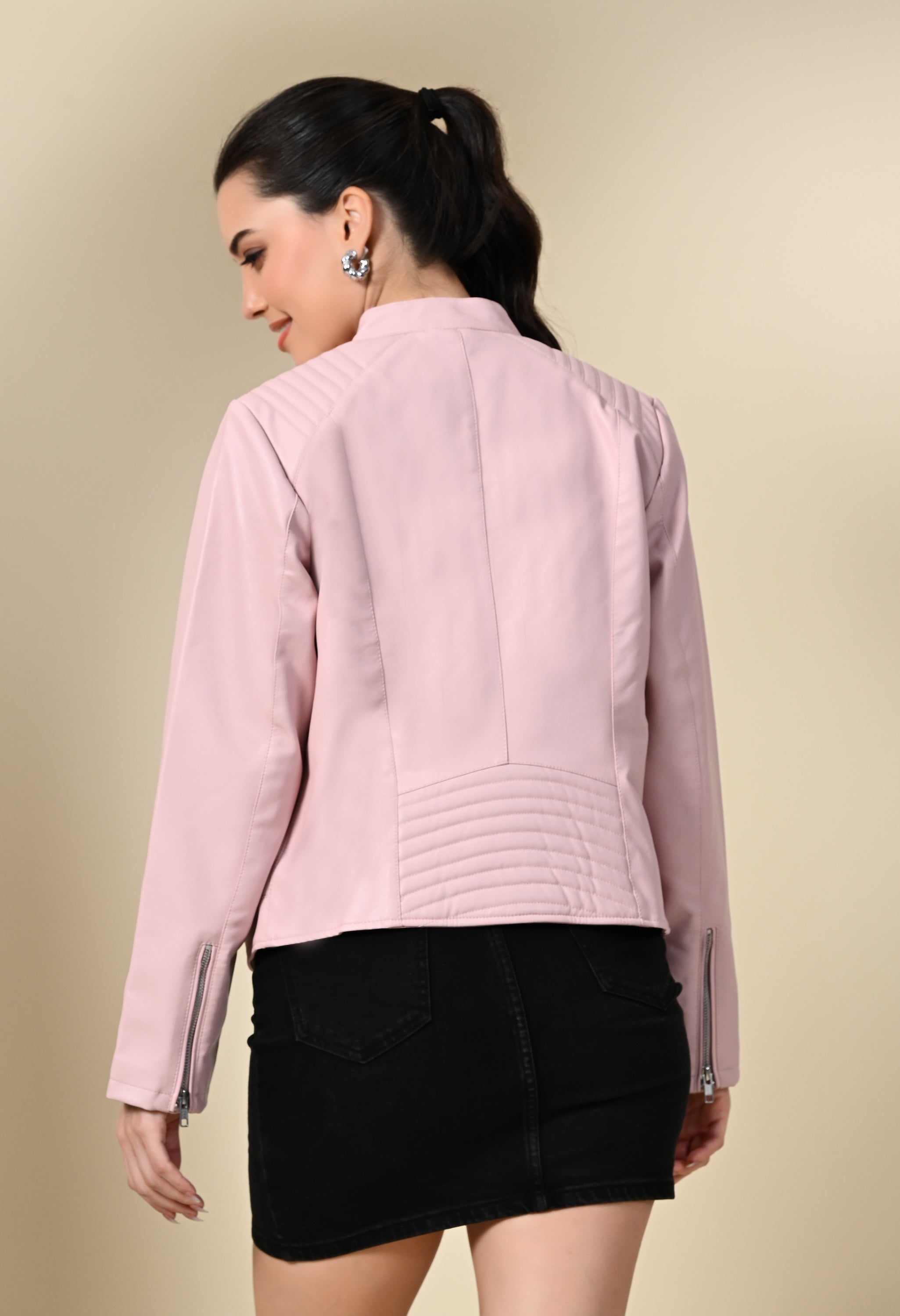 Water Resistant Anti Odour Outdoor Pink Biker Jacket