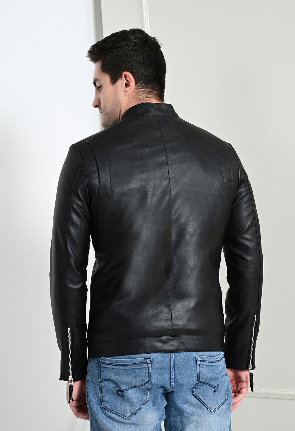 Men Leather Lightweight Black Biker Jacket