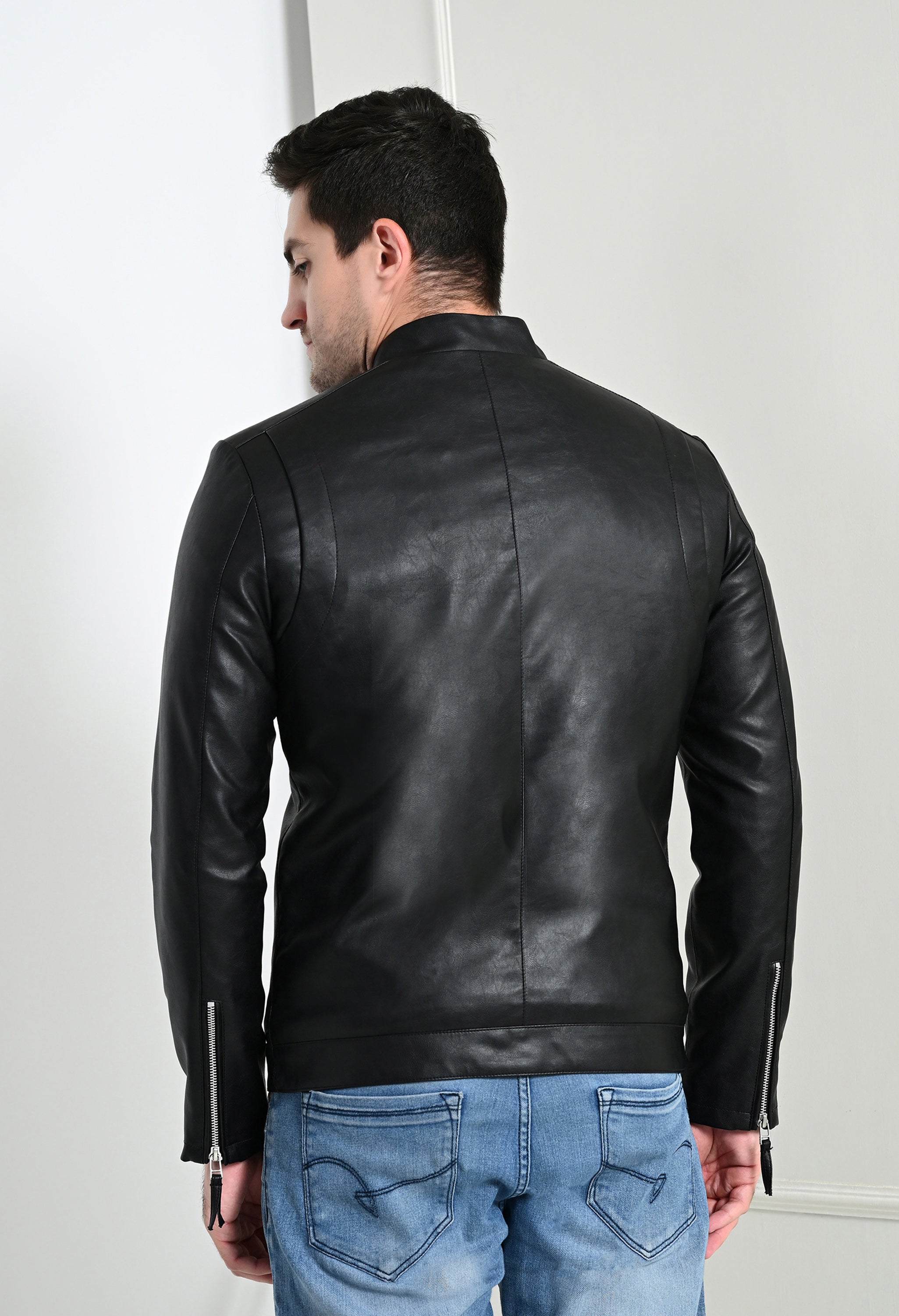 Men Leather Lightweight Black Biker Jacket
