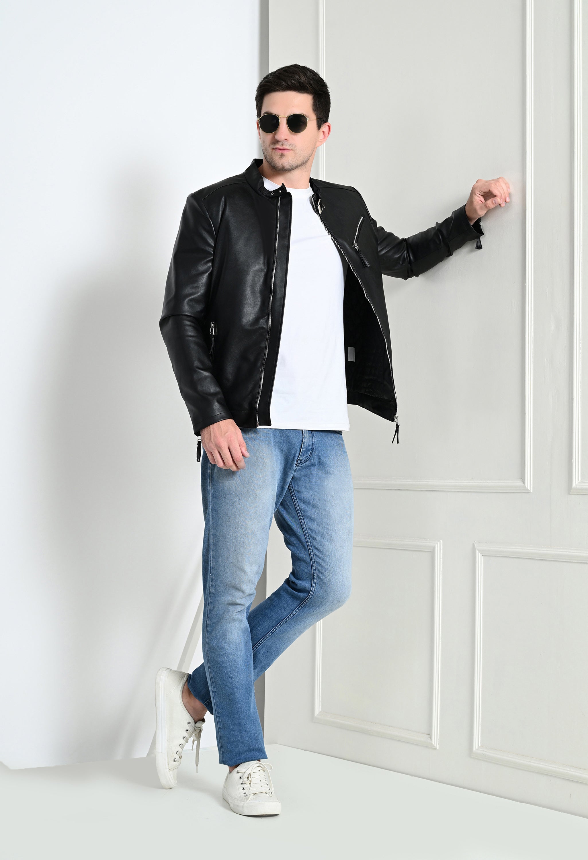 Men Leather Lightweight Black Biker Jacket
