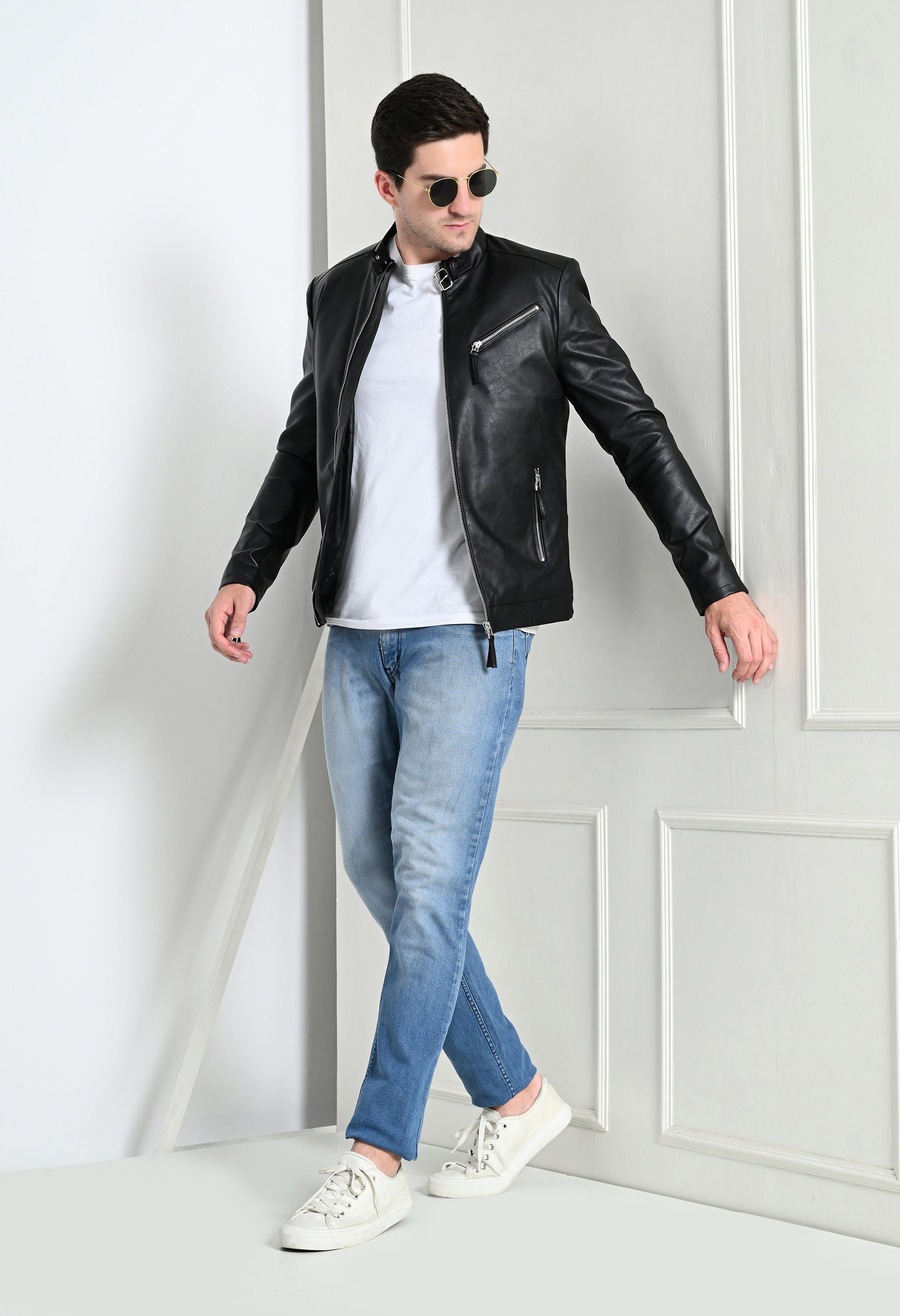 Men Leather Lightweight Black Biker Jacket