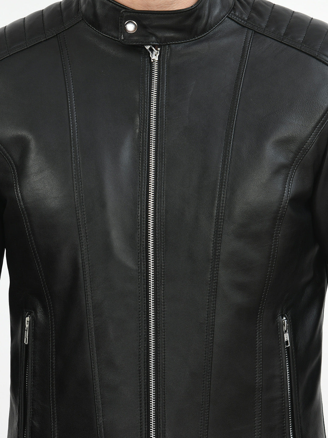Anti Odour Black Leather Bomber Jacket For Men