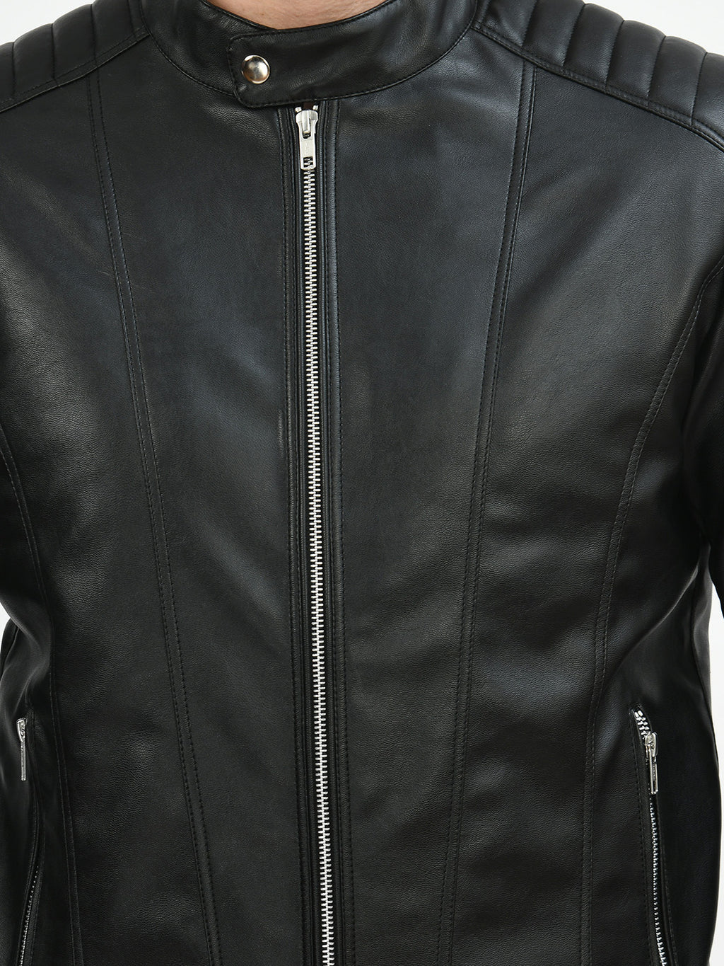 Anti Odour Black Leather Bomber Jacket For Men
