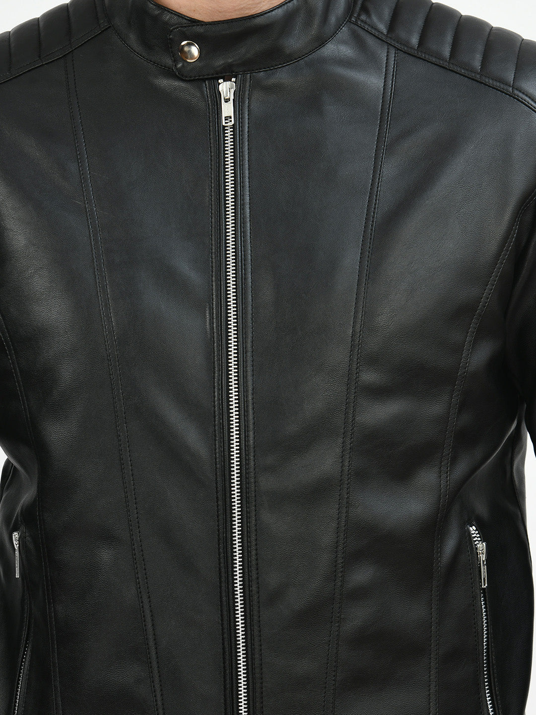Anti Odour Black Leather Bomber Jacket For Men