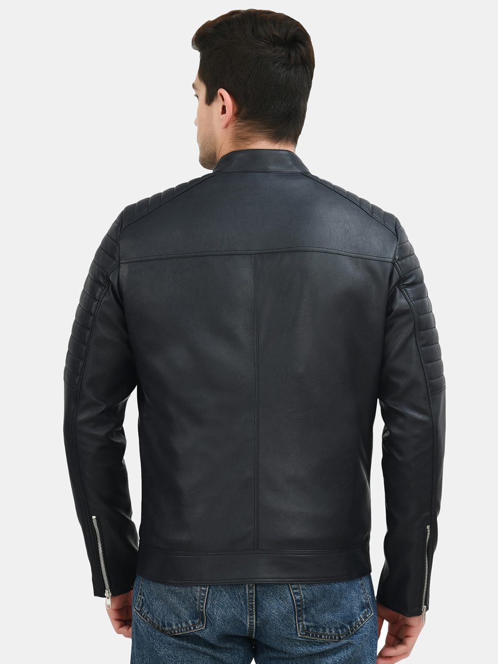 Anti Odour Black Leather Bomber Jacket For Men