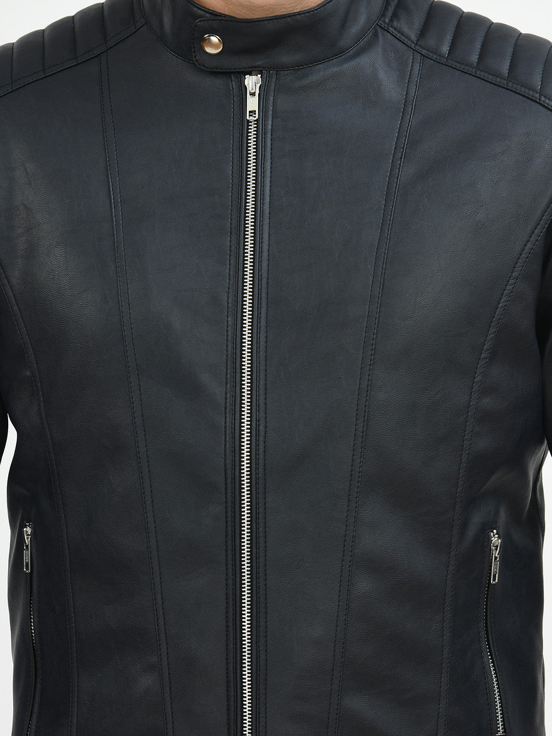 Anti Odour Black Leather Bomber Jacket For Men