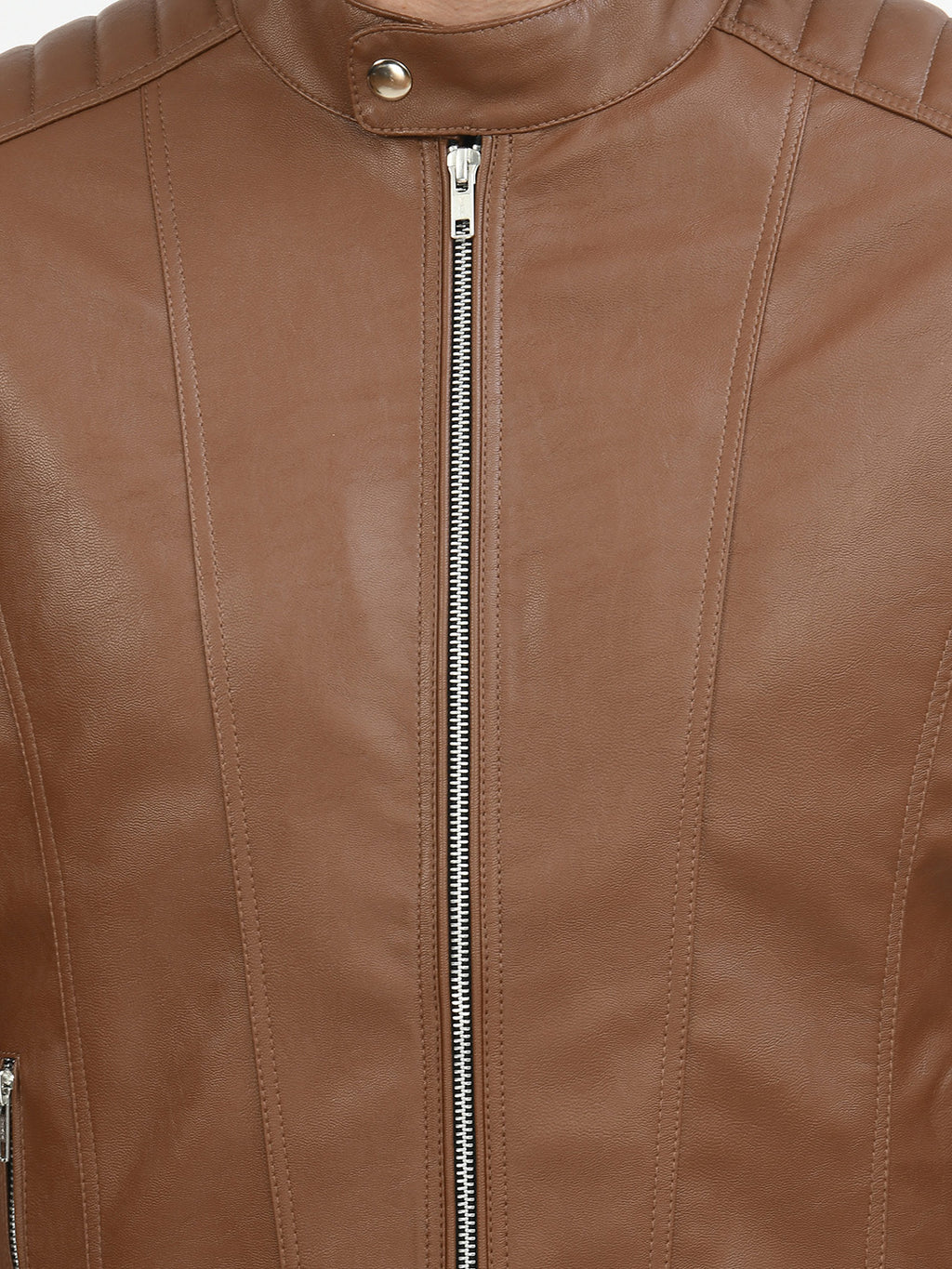 Anti Odour Tan Leather Bomber Jacket For Men