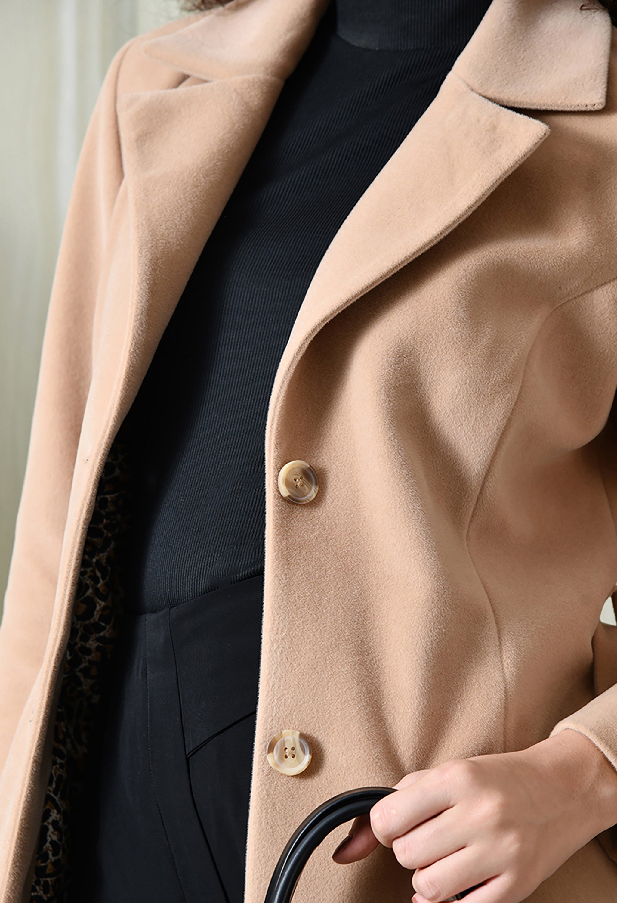 Women Single-Breasted Longline Trench Beige Coat With Belt