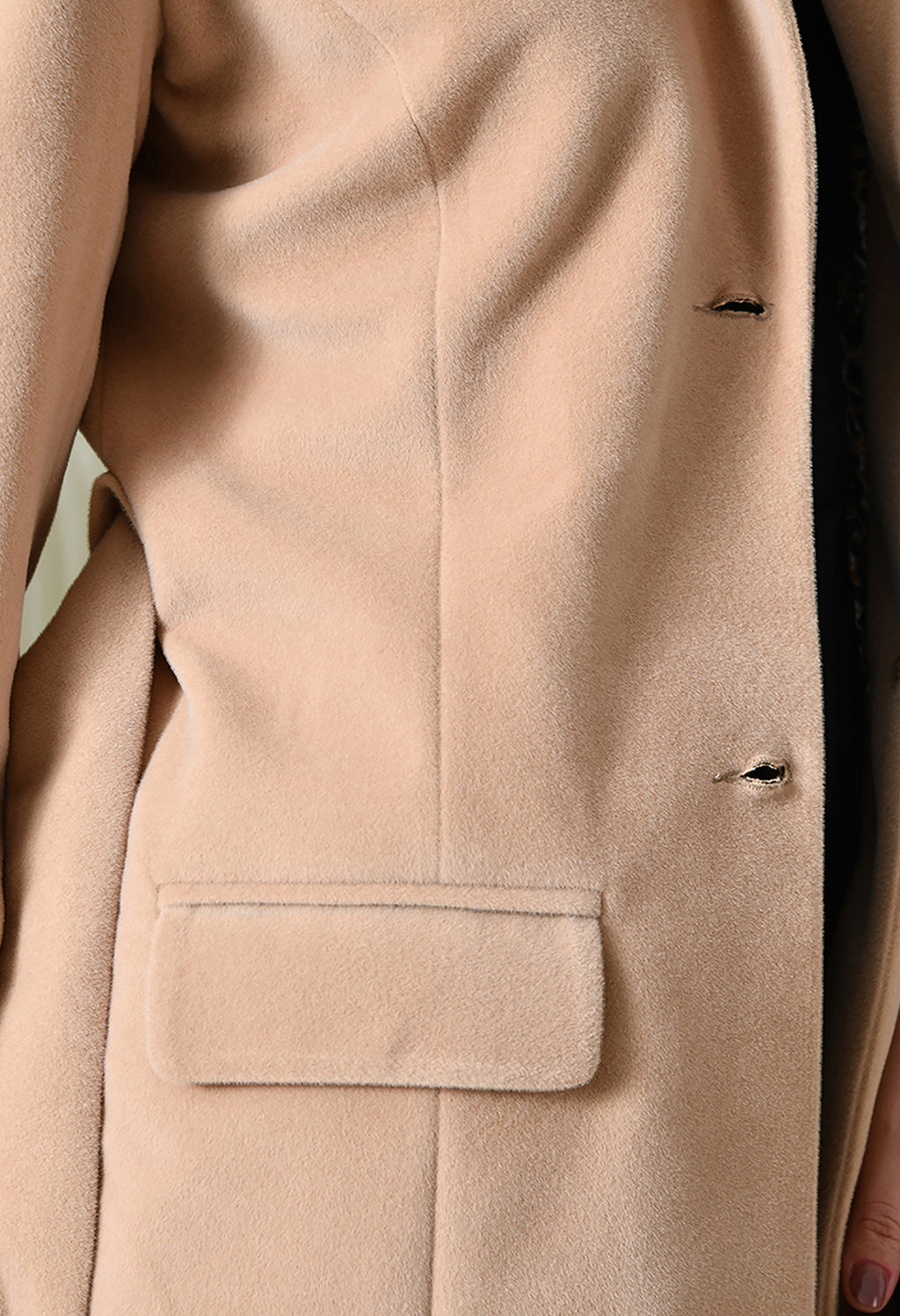 Women Single-Breasted Longline Trench Beige Coat With Belt