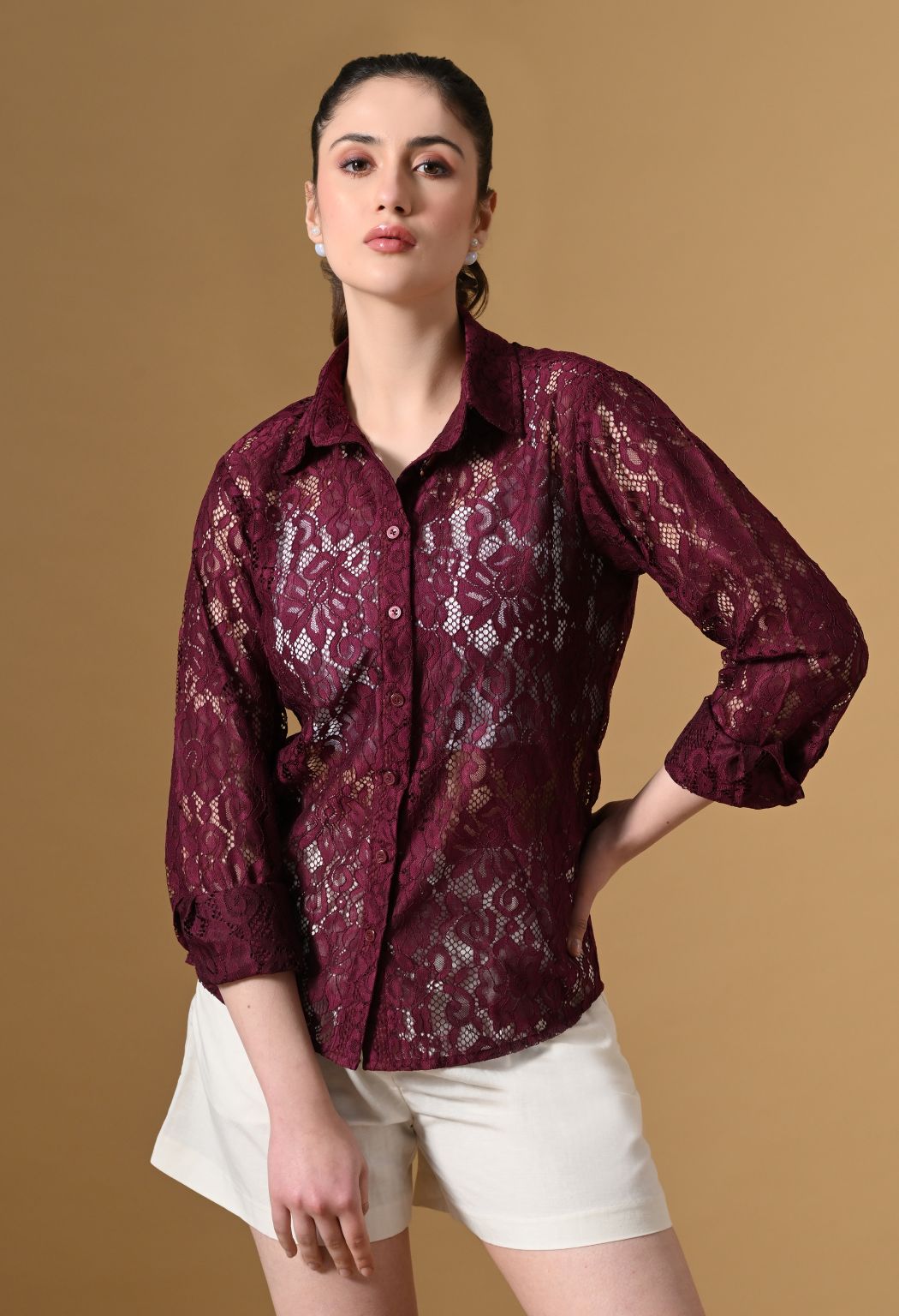 Tboj Women Comfort Semi Sheer Casual Shirt